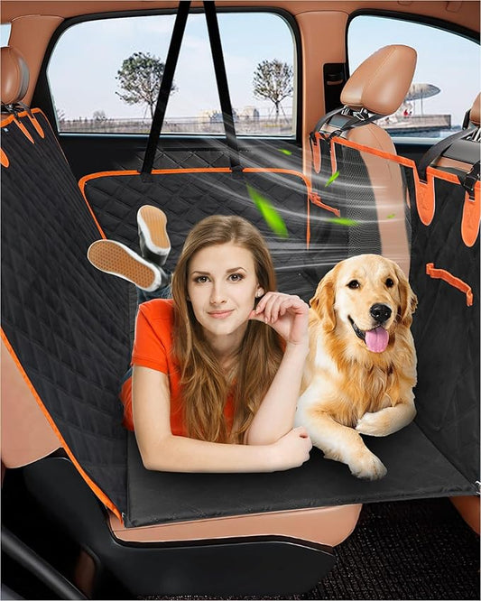 Back Seat Extender for Dogs- Dog Car Seat Cover for Back Seat Bed for Car Travel Bed with Mesh Window and Storage Pocket 330LB Waterproof
