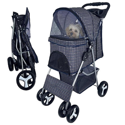Small Dog Stroller 33lbs (Plaid)
