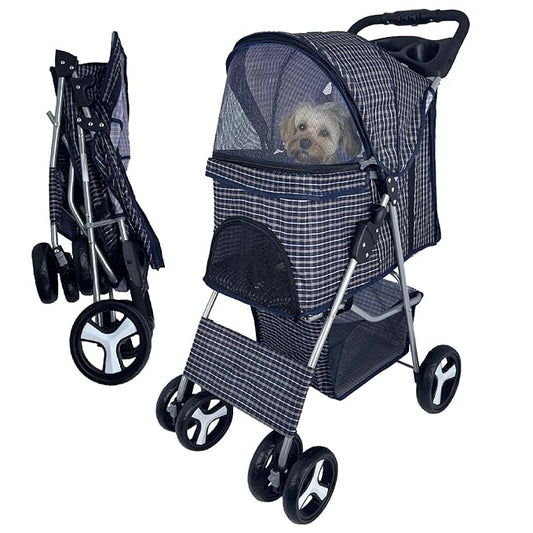 Small Dog Stroller 33lbs (Plaid)