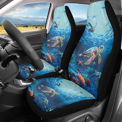 Sea Turtle Printed Car Seat Covers Washable Seat Protector for Women Men Bottom Seat Cushion Covers