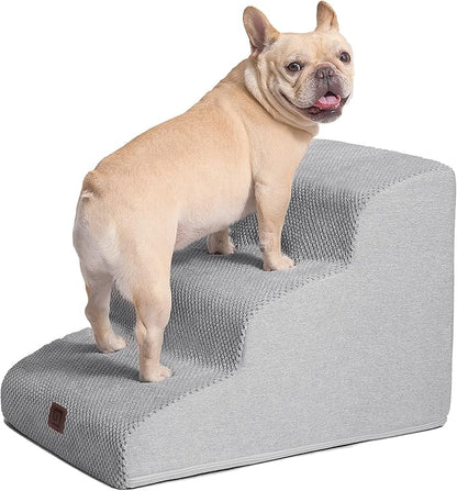 EHEYCIGA Curved Dog Stairs for Small Dogs 15.7" H 3-Step Dog