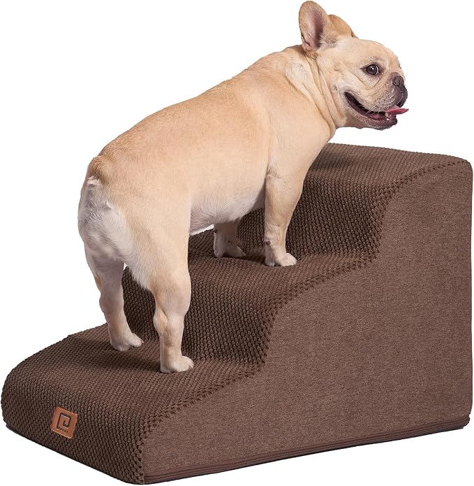 EHEYCIGA Curved Dog Stairs for Small Dogs 15.7" H 3-Step Dog