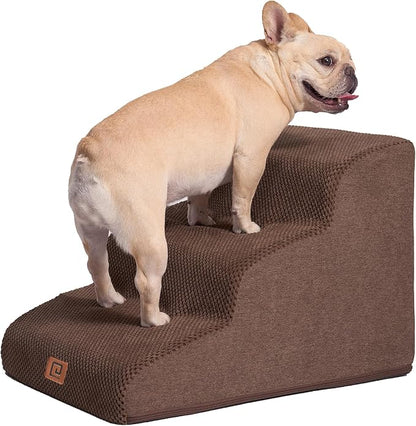 EHEYCIGA Curved Dog Stairs for Small Dogs 15.7" H 3-Step Dog