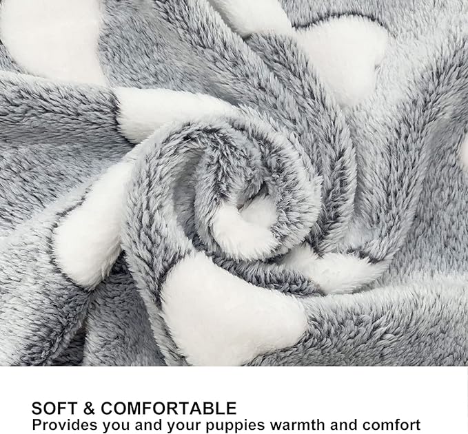 1 Pack 3 Puppy Blankets Super Soft Warm Sleep Mat Grey Cute Print Blanket Fluffy Fleece Pet Blanket Flannel Throw Dog Blankets for Small Dogs Puppy Dogs Fluffy Cats,Bone-Medium(29"x20")