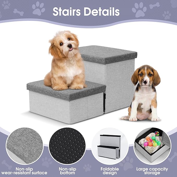 Dog Stairs with Storage 2 Tiers 50 lbs