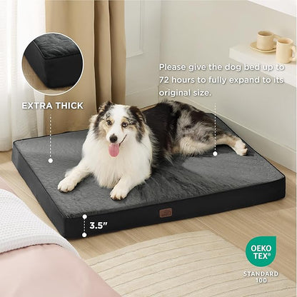 Bedsure Large Orthopedic Dog Bed for Large Dogs 2-Layer Thick (36x27x3.5 Inches),