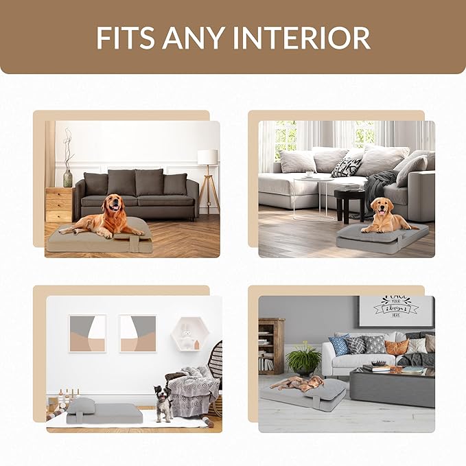 35"x 25" x 7" Washable Dog Bed with Square Pillow and Waterproof Cover