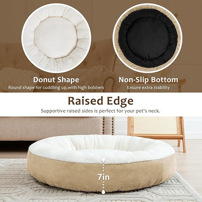 Love's cabin Round Donut Cat and Dog Cushion Bed 25in Pet