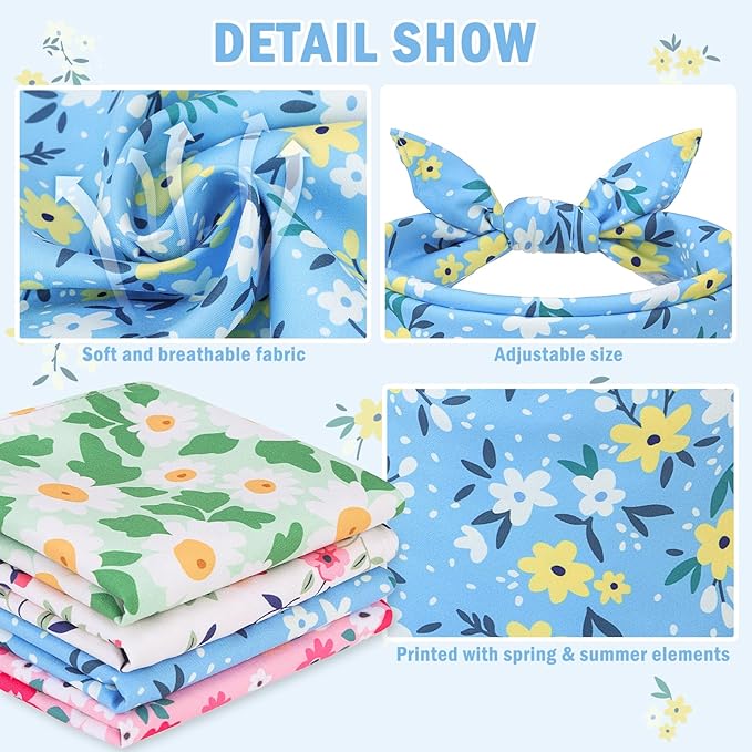 SCENEREAL Summer Dog Bandanas Bulk 4 Pack for Small Medium Large Dogs