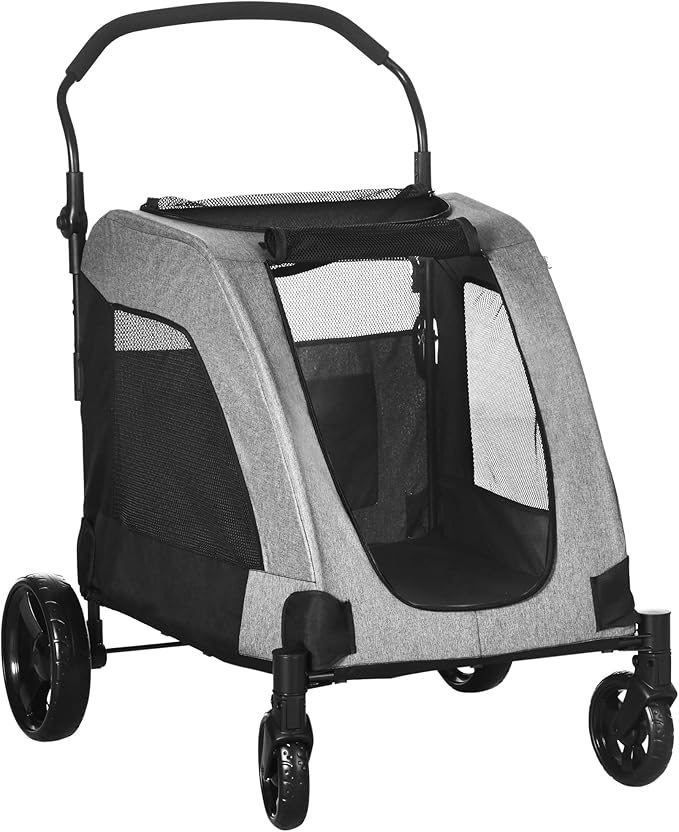 NicBex Dog Stroller Modern Pet Stroller Universal Wheel with Storage Basket Pet Stroller for Medium Dogs Classic Ventilated Foldable Oxford Fabric for Medium Size Dogs