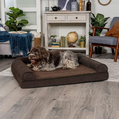 Furhaven Memory Foam Dog Bed for Large Dogs w/ Removable Bolsters & Washable Cover 95 lbs