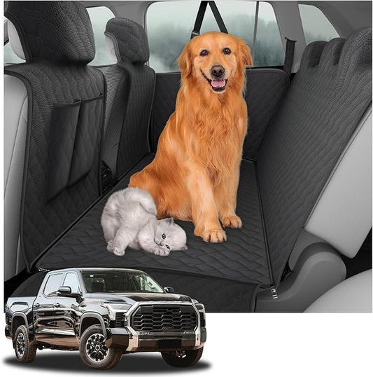 QianBao Compatible with Car Pet Dogs Back Seat Cover Protector Oxford Cloth Waterproof Scratch Proof Nonslip Rear Seat Cushion for Toyota Tundra 2021 2022 2023 2024 Black