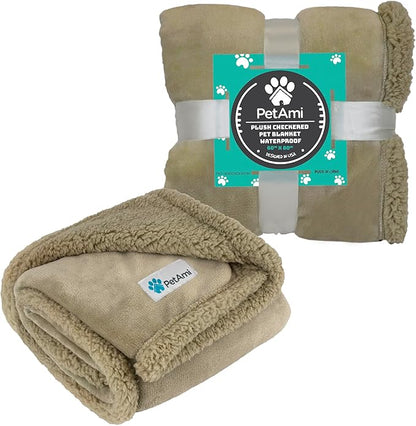 PetAmi WATERPROOF Dog Blanket For Bed 80x60 Taupe