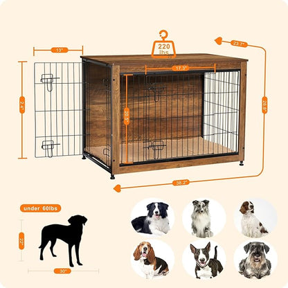 DWANTON Dog Crate Furniture with Cushion 38.5" L,