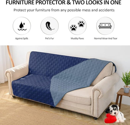 Waterproof Dog Bed Covers for Couch Protection Dog Pet Blanket Furniture Protector (82"X102", Navy+Blue)