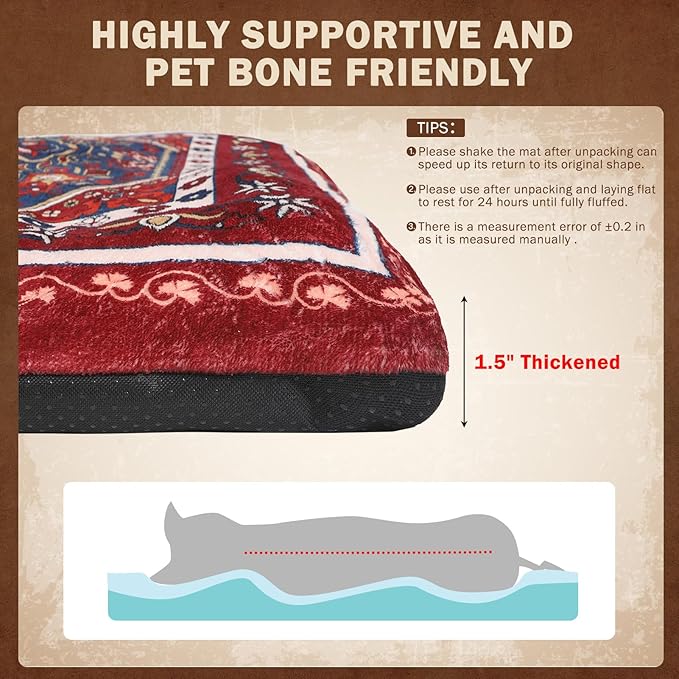 SCENEREAL Dog Crate Mat for Small Medium Large Dogs 23" x 36", Red