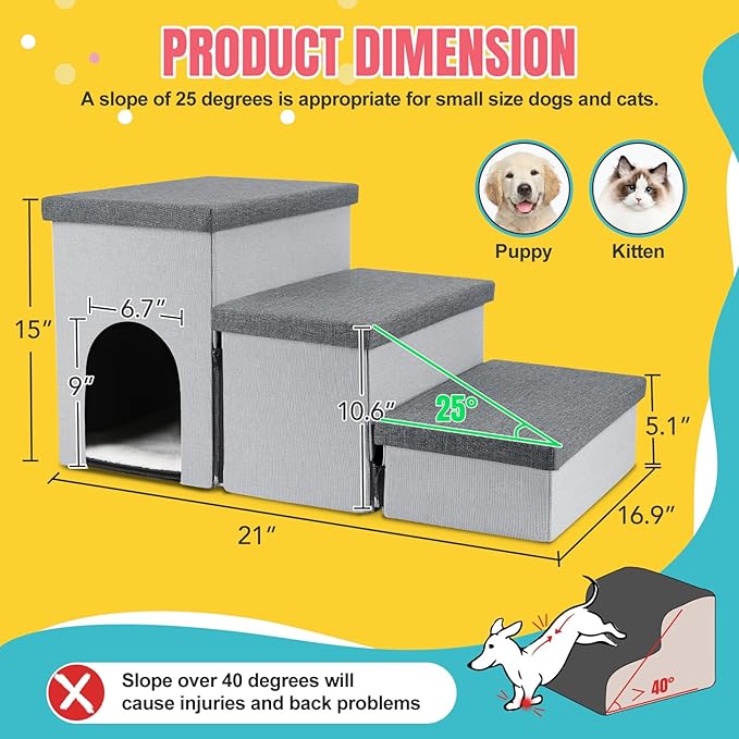 Dog Stairs for High Beds 22 inches(3