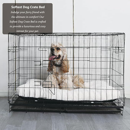 nononfish Dog Crate Bed 36 x 24 for Large Dogs Washable with Anti-Slip Bottom 36 inch 50 lbs,35" 23" x 3" Cream