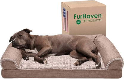 Furhaven Orthopedic Dog Bed for Large/Medium Dogs w/ Removable Bolsters & Washable Cover 55 lbs