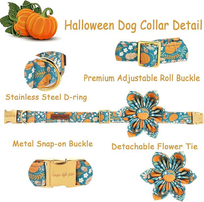 Unique style paws Halloween Dog Collar with Flower