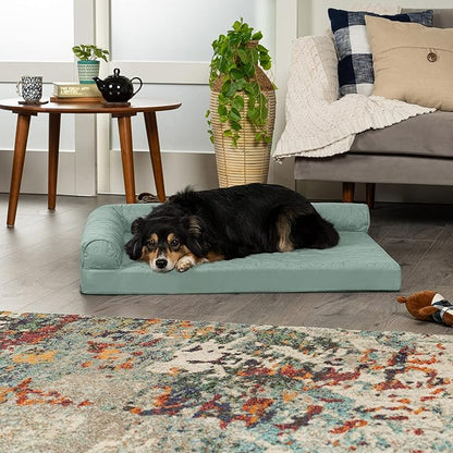 Furhaven Cooling Gel Dog Bed for Large/Medium Dogs w/ Removable Bolsters & Washable Cover 55 lbs