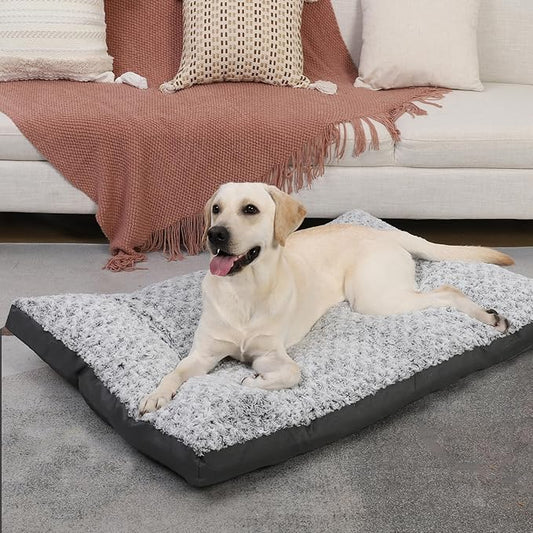Washable Dog Crate Bed Deluxe Plush Dog Beds Reversible All-Seasons Bed Pet Sleeping Mattress for Large