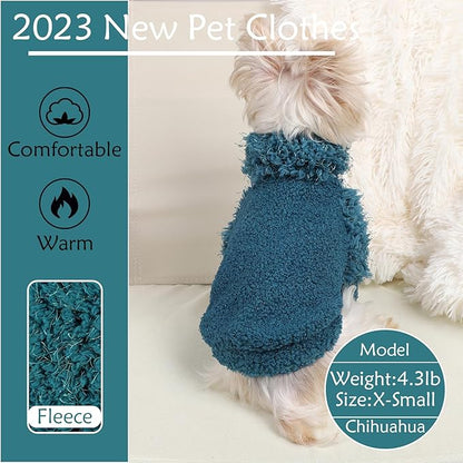 Dog Sweaters for Small Dogs Girl Boy Winter Puppy Sweater Clothes Fleece Warm Pet Outfit for Chihuahua Yorkie Teacup Cute Plain Cold Weather Dog Coat Cat Apparel Clothing (XX-Small