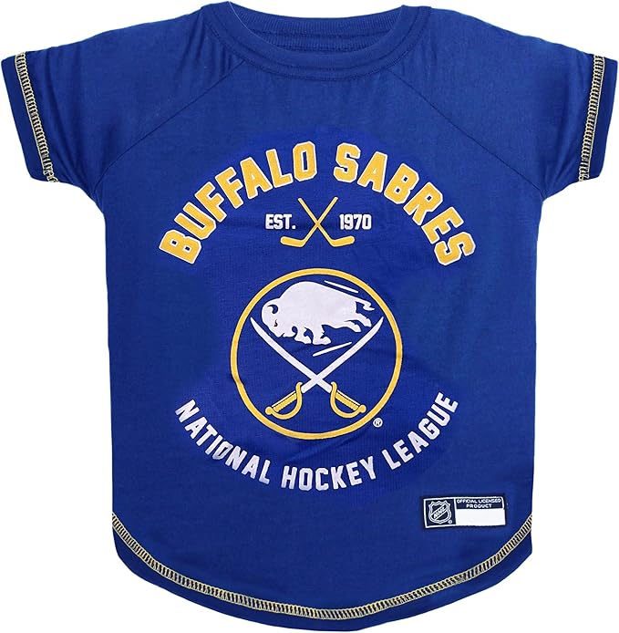 NHL BUFFALO SABRES Tee Shirt for DOGS & CATS, Medium. - Are you a HOCKEY FAN? Let your Pet be an NHL FAN too!