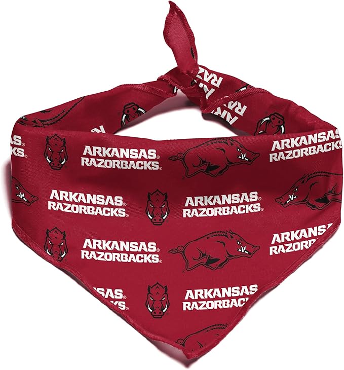 NCAA Officially Licensed Bandana for Dogs and Cats | Fits Pets Great Gift Idea | Easy-to-Tie (Small, Arkansas Razorbacks)