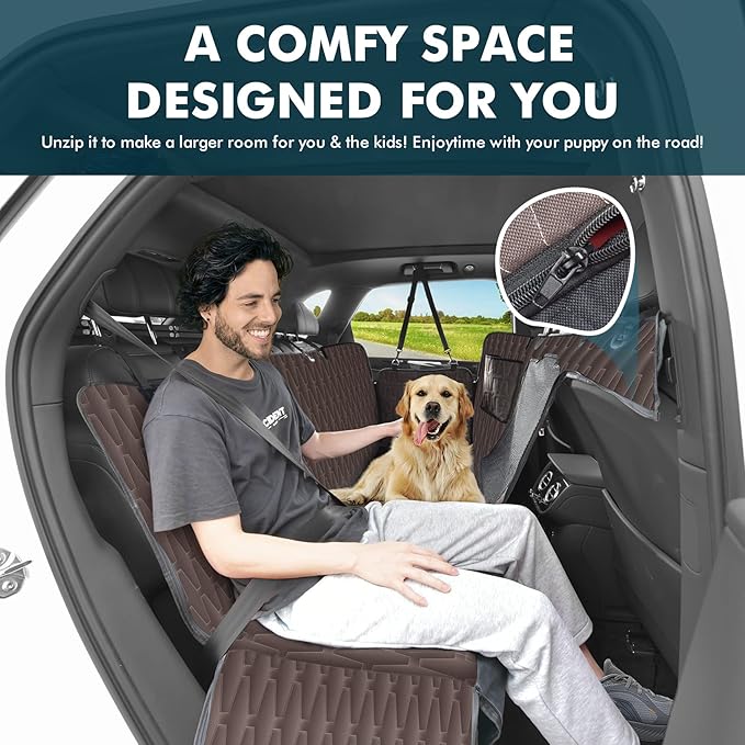 Upgrade Dog Car Seat Cover for Back Seat 5-in-1 Waterproof 600D Scratchproof 55"x64"