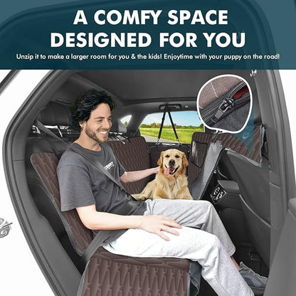 Upgrade Dog Car Seat Cover for Back Seat 5-in-1 Waterproof 600D Scratchproof 55"x64"