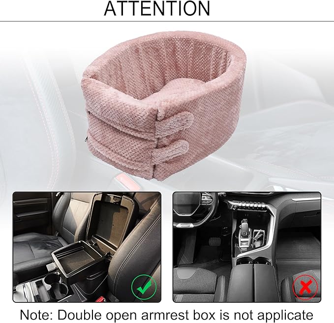 X AUTOHAUX Dog Car Seat Seat Adjustable Straps for Medium Small Sized Puppy Cat Seat Pets Soft Non Slip Bottom Travel Bed Pink