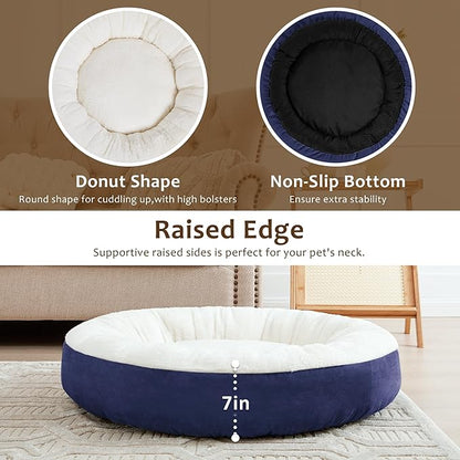 Love's cabin Round Donut Cat and Dog Cushion Bed 30in Pet