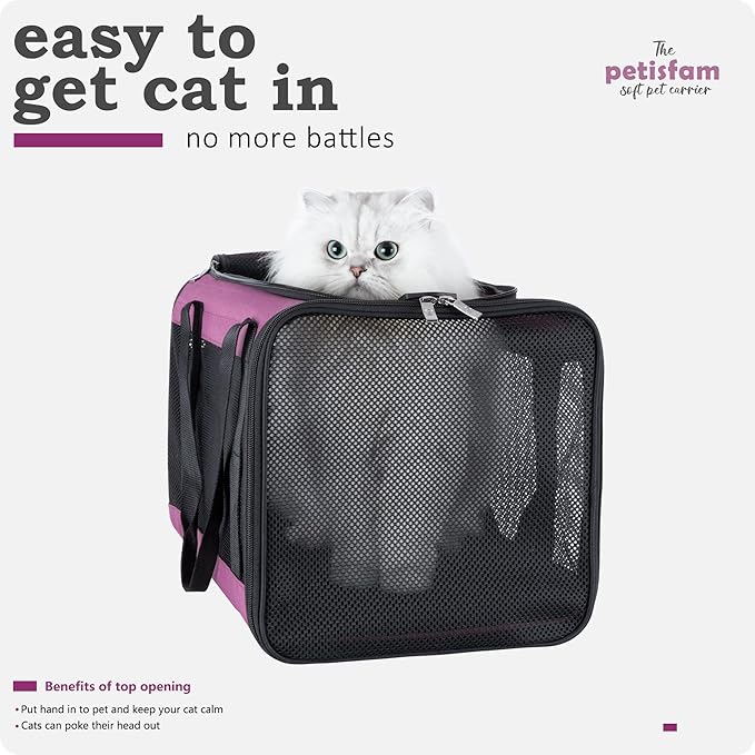 Soft Pet Carrier for Large and Medium Cats, 2 Kitties, Small Dogs. Easy to Get Cat in, Great for Cats That Don't Like Carriers (Viva Magenta)