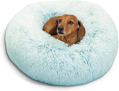 Best Friends by Sheri The Original Calming Donut Cat and Dog Bed in Shag Fur Baby Blue 23"