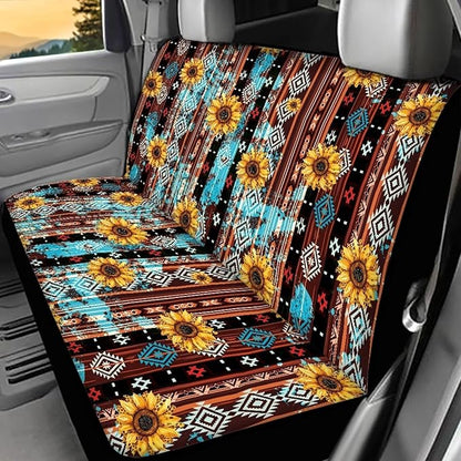 AFPANQZ Aztec Sunflower Car Rear Seat Cover Non-Slip Stretch Universal Fit