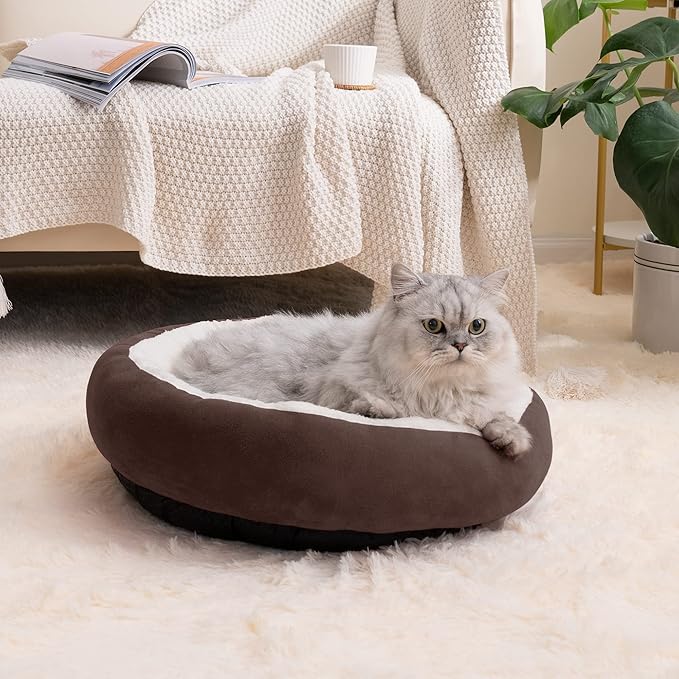 Love's cabin Round Donut Cat and Dog Cushion Bed 20in Pet