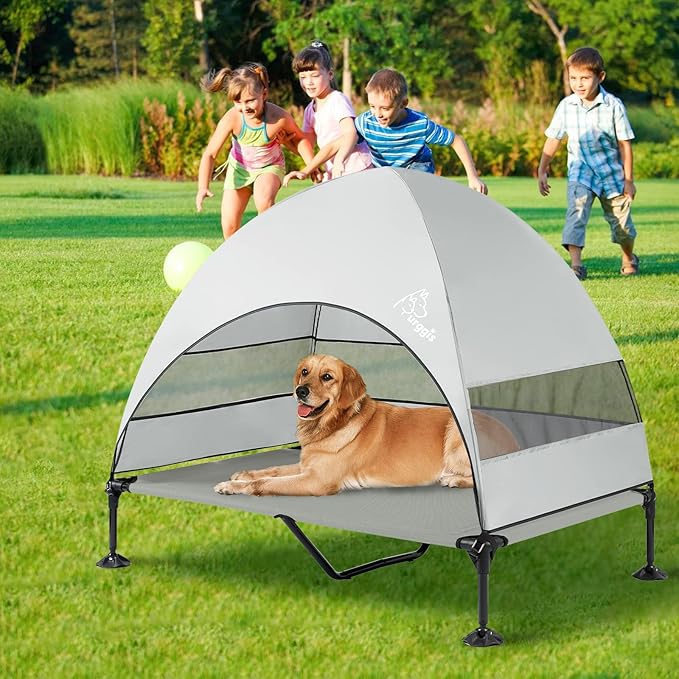 Upgraded Elevated Dog Bed with Canopy