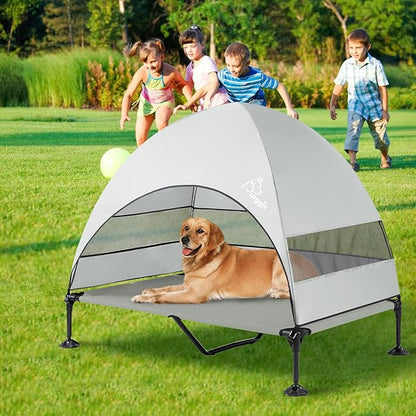 Upgraded Elevated Dog Bed with Canopy