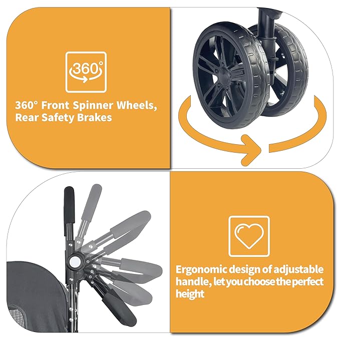 Foldable Pet Jogger Stroller for Large Dogs up to 110 lbs