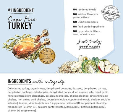 The Honest Kitchen Human Grade Dehydrated Whole Grain Dog Food – Complete Meal or Dog Food Topper – Turkey 10 Pound 1) (makes 40 lbs)