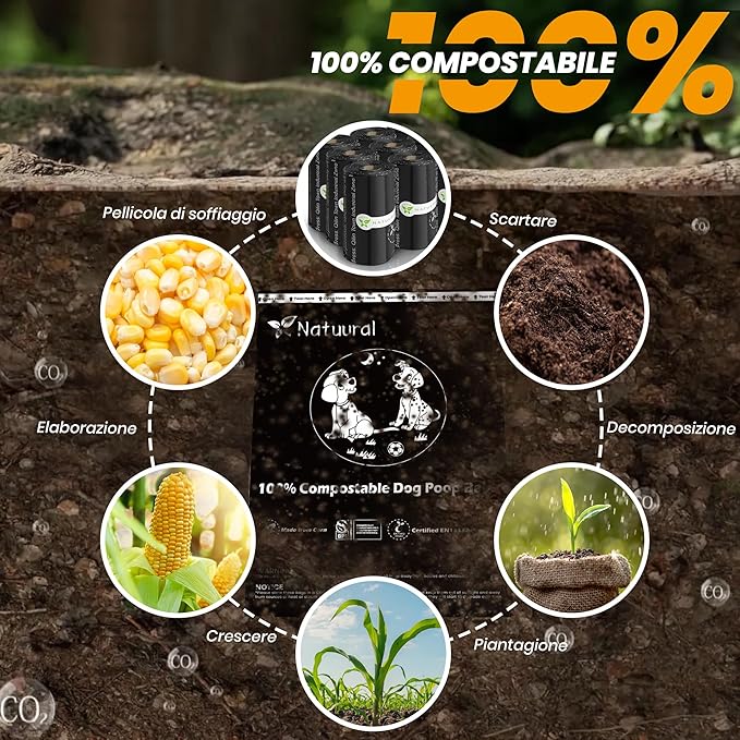 100% Compostable Dog Poop Bags-270 Counts 18Rolls