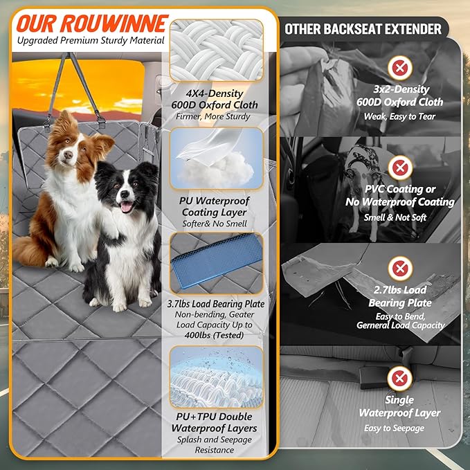 Back Seat Extender for Dogs-Large Space 400lbs, Sturdy