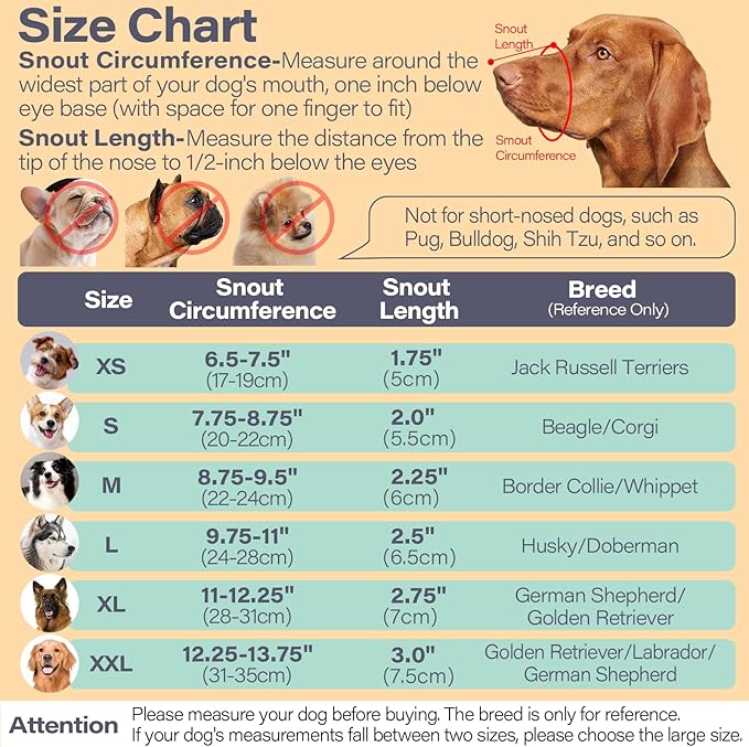 LUCKYPAW Dog Muzzle for Large Medium Small Dogs