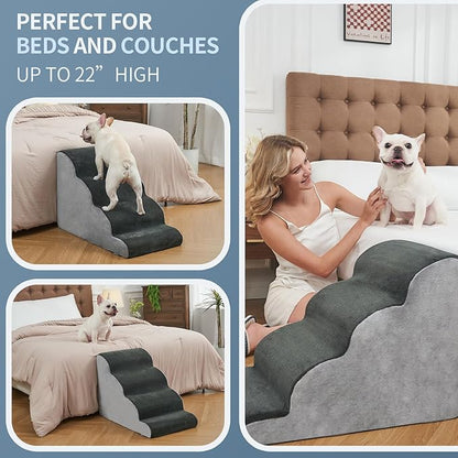 BOMOVA Dog Stairs for Small Dogs 4-Step Dog 2/3/4/5 Steps