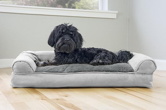 Furhaven Pillow Dog Bed for Medium/Small Dogs w/ Removable Bolsters & Washable Cover