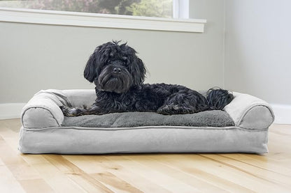 Furhaven Pillow Dog Bed for Medium/Small Dogs w/ Removable Bolsters & Washable Cover