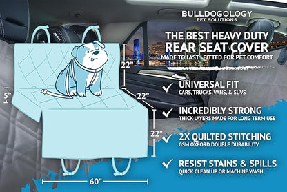 Bulldogology Dog Car Seat Cover Waterproof Heavy Duty Bench Dog Hammock Backseat Protector from Dog Hair