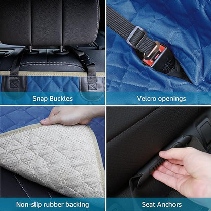 Lassie Dog Car Seat Covers for Back Seat Waterproof with Mesh Visual Window Durable Scratchproof Nonslip Dog Car Hammock with Universal Size Fits for Cars