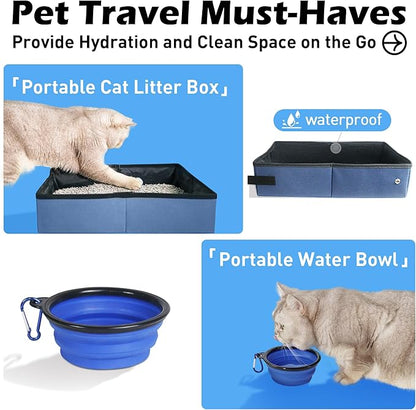 Large Cat Carrier 24"x16.5"x16.5" Soft-Sided Portable Pet Crate for Car Traveling with Collapsible Litter Box and Bowl